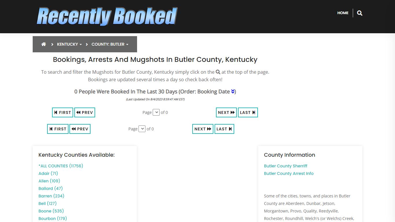 Recent bookings, Arrests, Mugshots in Butler County, Kentucky